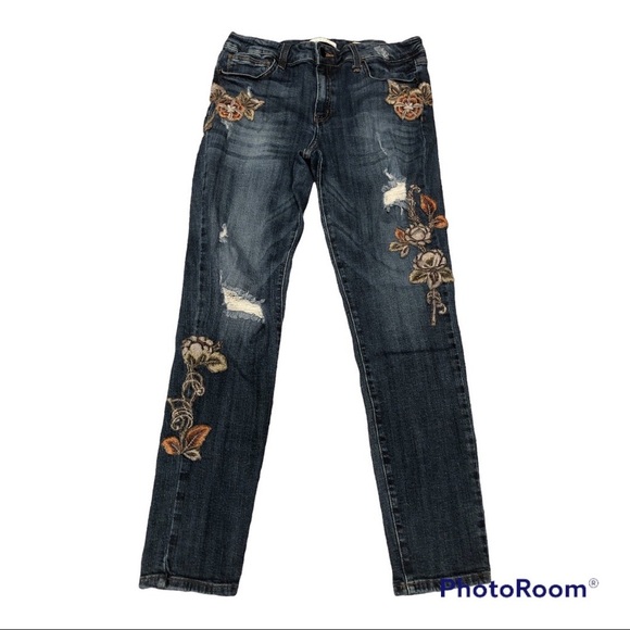 Eunina Lauren Mid Rise Skinny Regular  distressed & embellished Jeans - Size 15 - Picture 1 of 7
